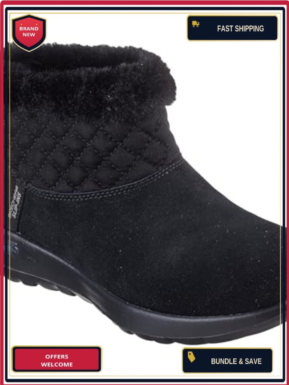 Suede Slip-On Ankle Snow Boots Water Resistant Memory Foam Winter